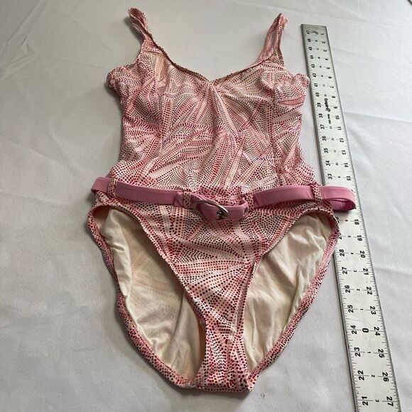 Jantzen VTG White Pink Red One Piece Bathing Suit Swimsuit Size 10 - Picture 6 of 7